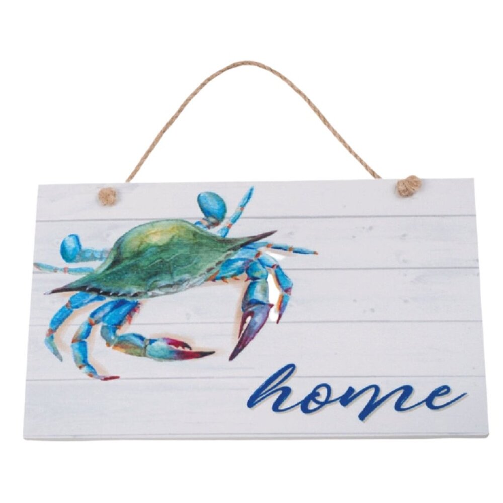 Blue Crab Home Wooden Hanging Wall Sign NEW Fast Ship